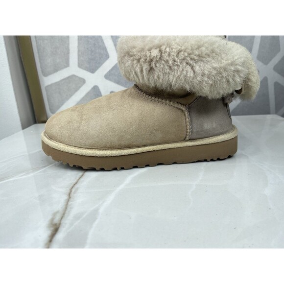 UGG Womens 1094329 Selene Bailey Nautical Rope Gray Suede Booties Sz 8 Wool Fur - Picture 2 of 11